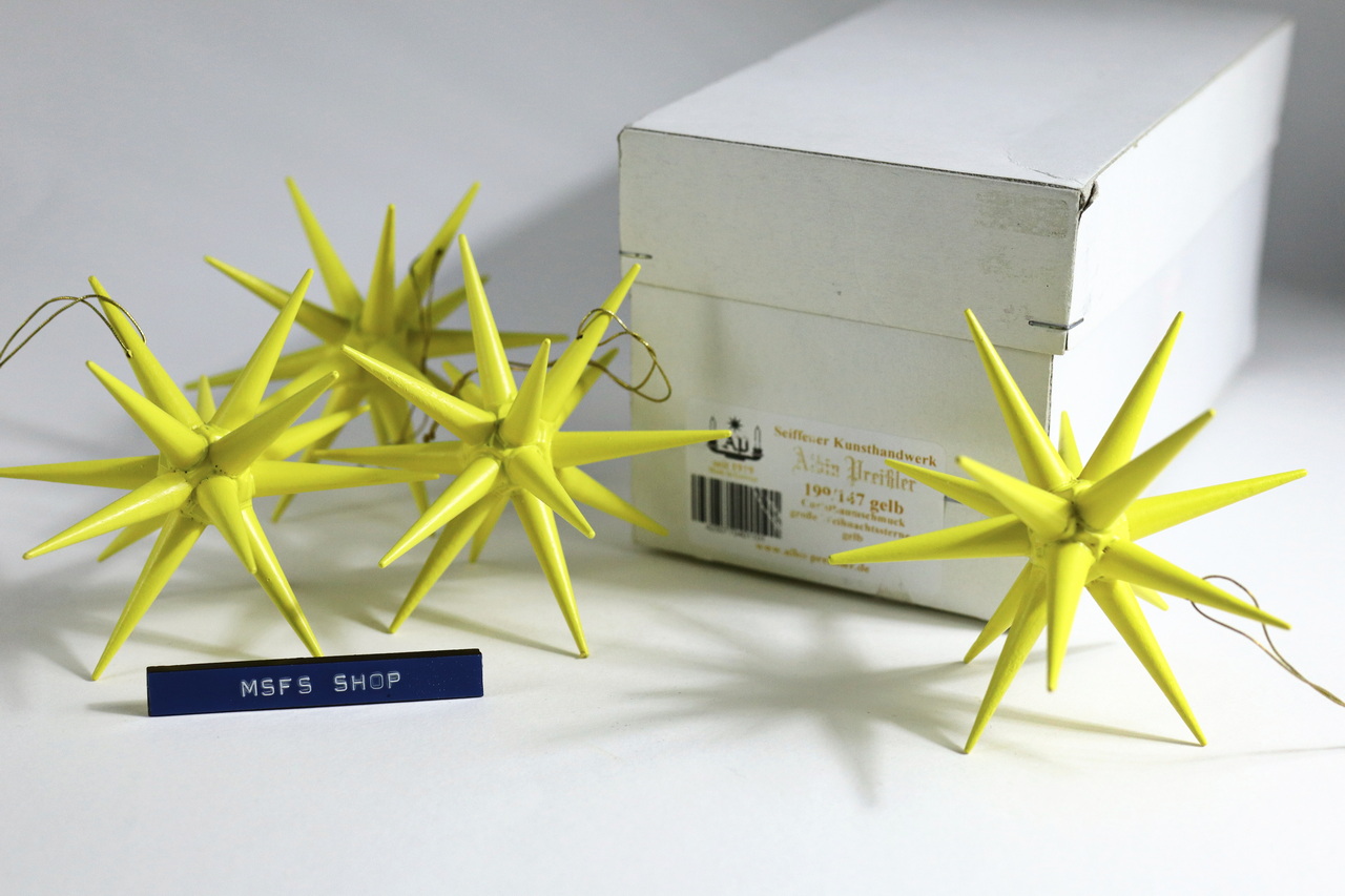 [Vintage] Albin Preissler - Christmas Ornament STAR OF BETHLEHEM - Yellow 4 ชิ้น