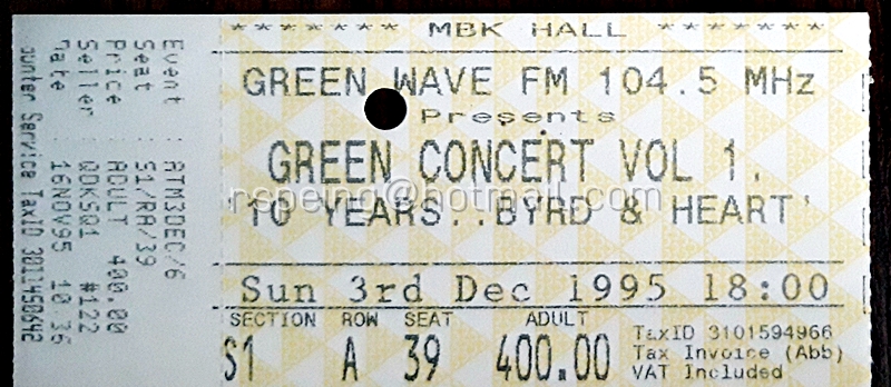 บัตรชมคอนเสิร์ต Green Concert Vol.1 : 10 Years Byrd & Heart