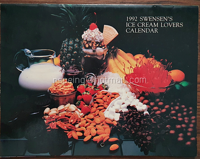 ปฏิทิน สเวนเซ่นส์ 1992 Swensen's Ice Cream Lovers Calendar