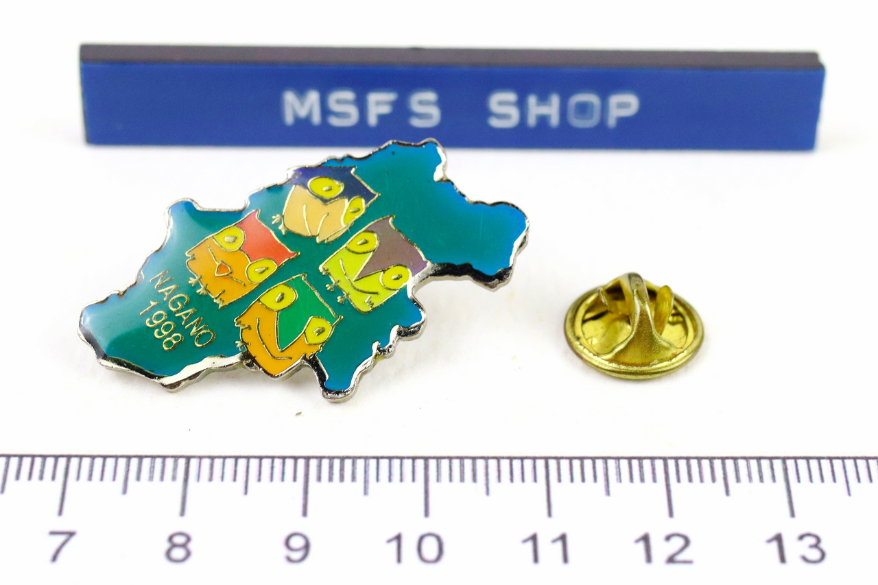 [มือสอง] เข็มกลัดโลหะ Vintage Enamel Pin ลาย นกฮูก Nagano 1998 - โกดังญี่ปุ่น