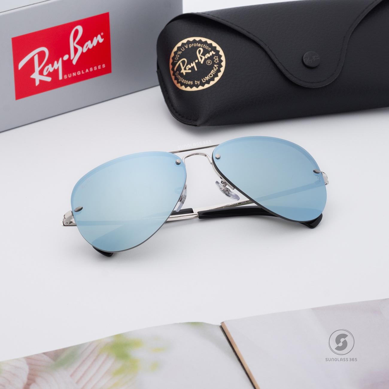 Ray Ban RB3449 003/30 Aviator Rimless Silver