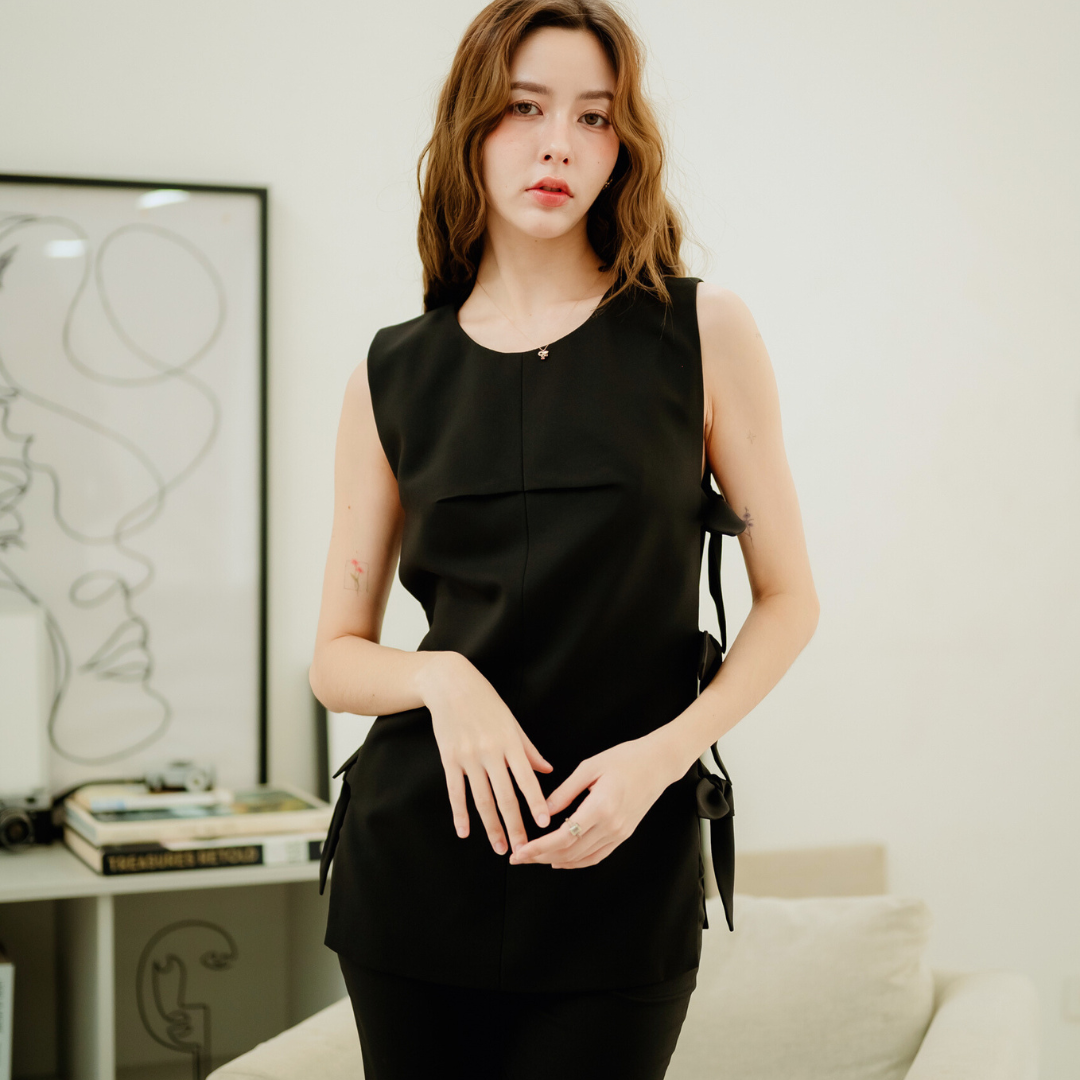 Lism S-056 Side Bow Charm Top เสื้อผูกโบว์ข้าง