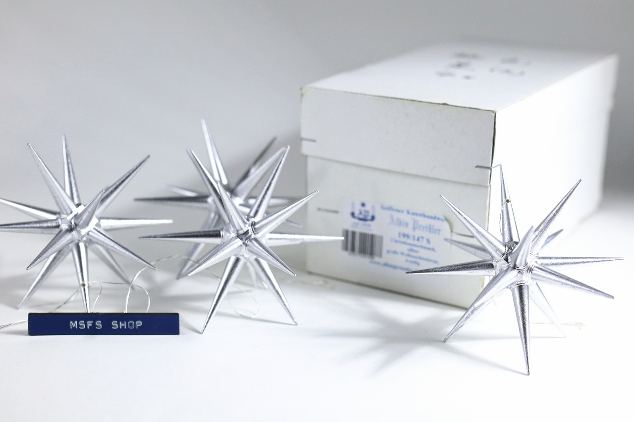 [Vintage] Albin Preissler - Christmas Ornament STAR OF BETHLEHEM - Silver 4 ชิ้น