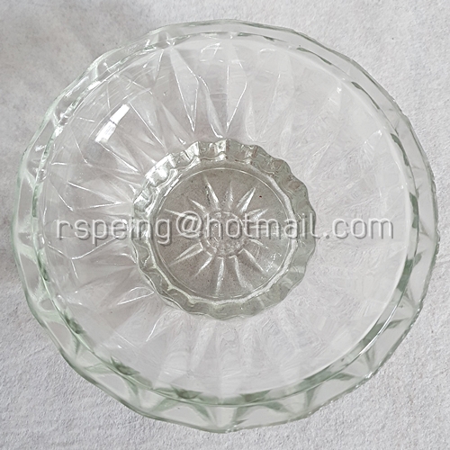 ชามแก้วใสและฝาปิดวินเทจ ลายเพชร อย่างหนา ชุดที่ 3