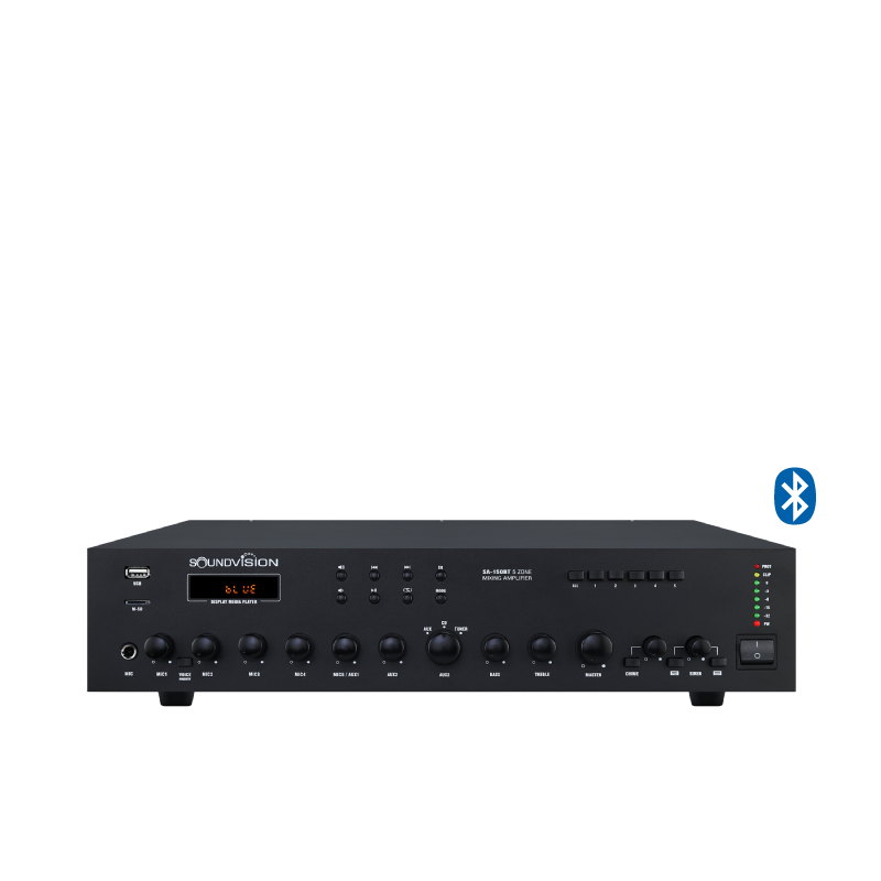 SOUNDVISION SA-150BT มิกเซอร์แอมป์ 150 วัตต์ 5 โซน มีฟังก์ชั่น BLUETOOTH และ USB/SD player