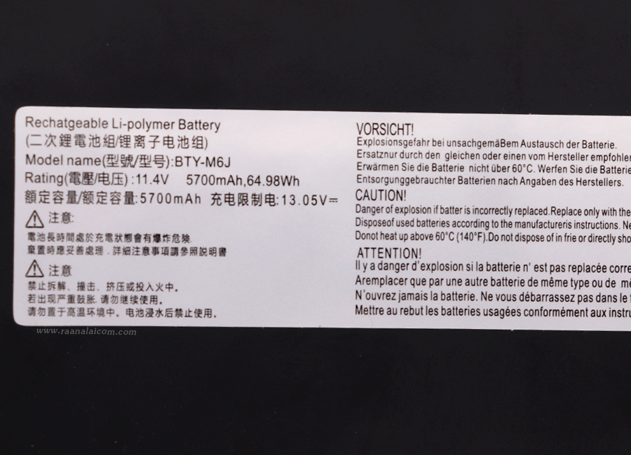 Battery MSI BTY-M6J 11.4V 64.98Wh Original BTY-M6J ตรงรุ่น ราคา พิเศษ แบตเตอรี่ MSI GS63 7RD STEALTH , GS73VR 7RF Stealth Pro 64.98Wh ตรงรุ่น ตรงสเปค ลด ราคา พิเศษ