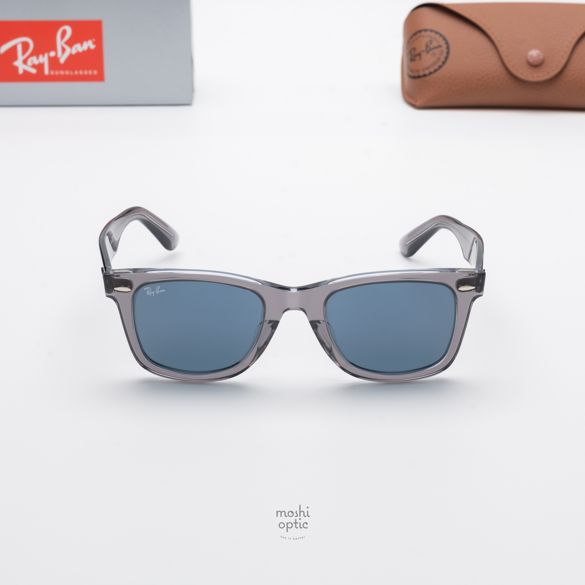 Ray-Ban RB2140F 1355R5 Wayfarer Blue Transparent Grey