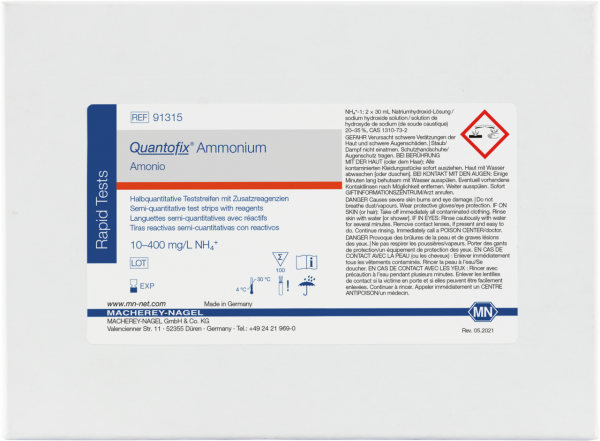 QUANTOFIX® Ammonium test strips 91315 กระดาษทดสอบแอมโมเนียม