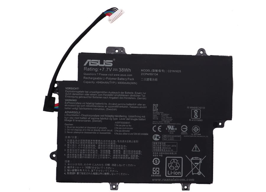Battery Asus C21N1625 7.7V 38Wh Original C21N1625 ตรงรุ่น ราคา พิเศษ แบตเตอรี่ Asus VivoBook Flip 12 TP203NA-BP055TS, VivoBook Flip 12 TP203NA-BP063T 38Wh ตรงรุ่น ตรงสเปค ลด ราคา พิเศษ