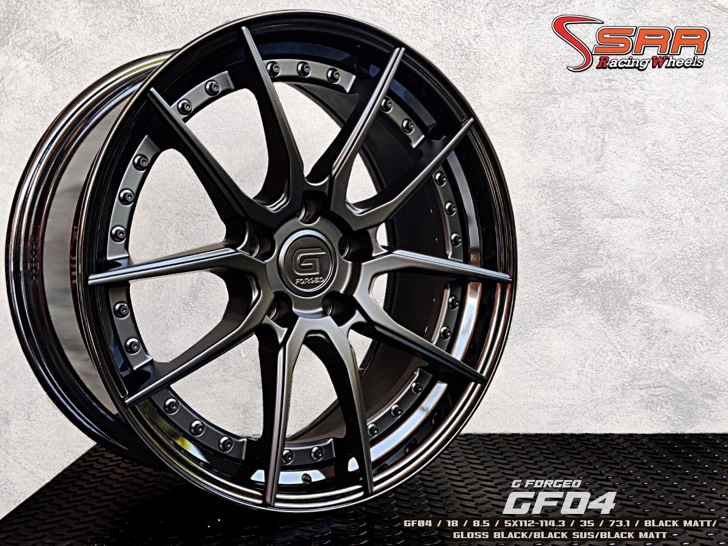 G-FORGED : GF04 18x8.5 5H112-114.3 35 ดำด้านขอบดำ