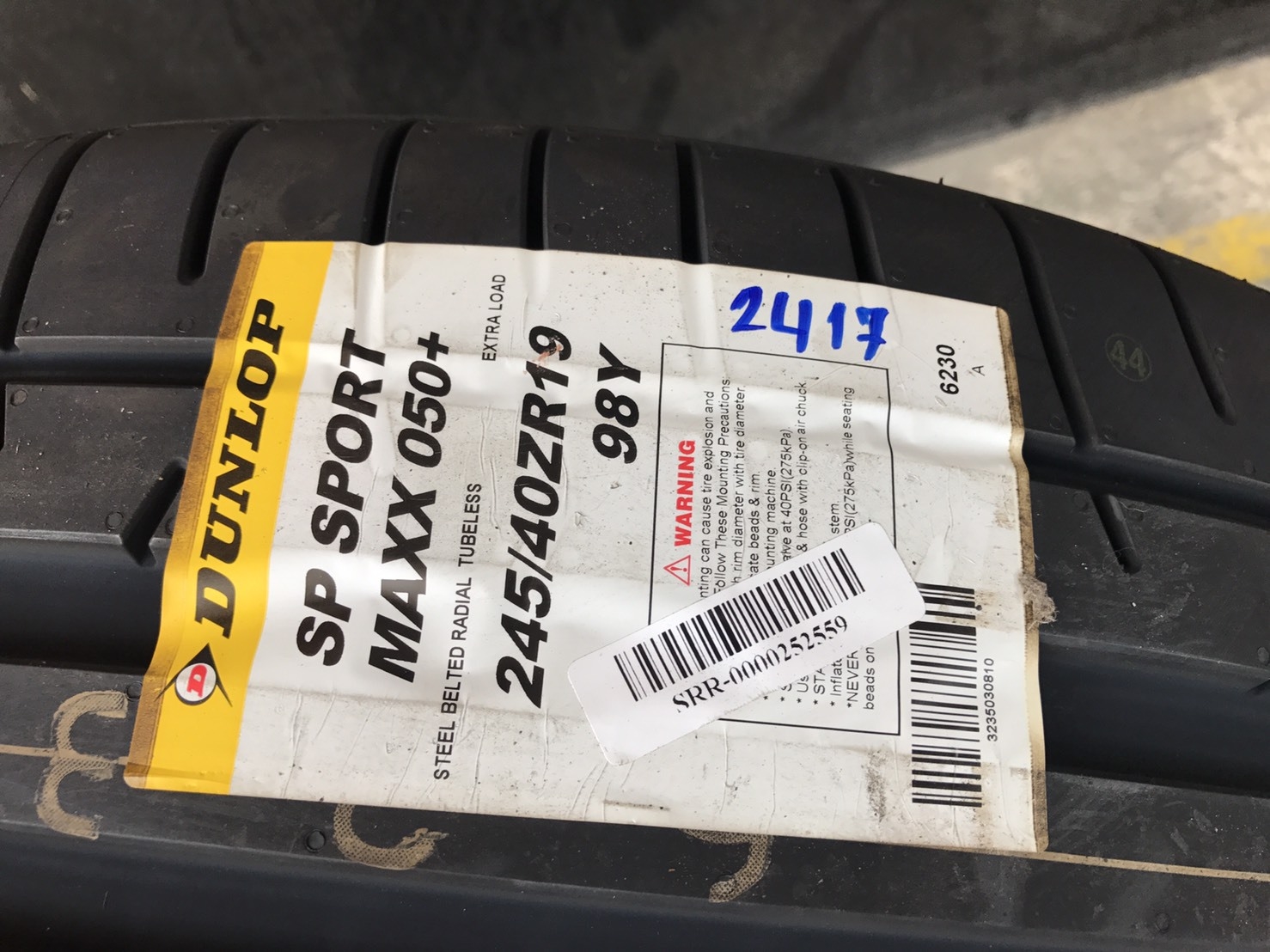 DUNLOP SP SPORT MAXX050+ 245-40-19 ปี16 เส้น 6,500 ปกติ 14000