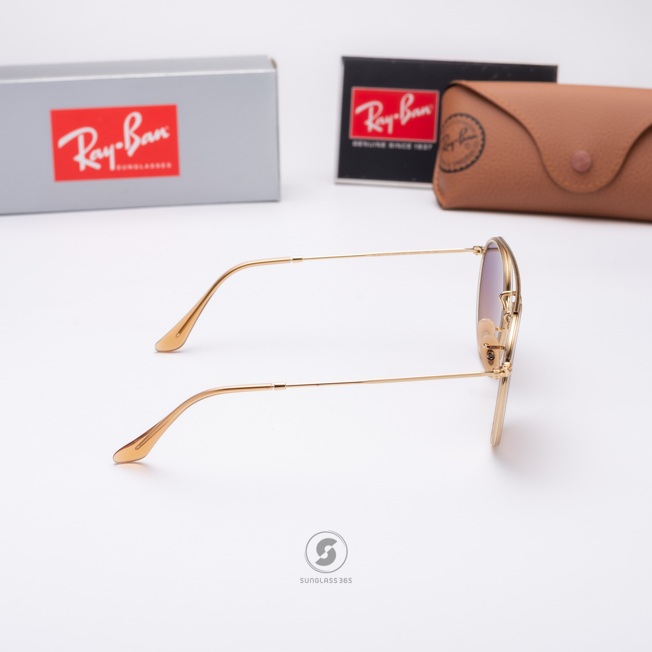 Ray-Ban RB3647N 912443 Round Double Bridge Gold Gradient