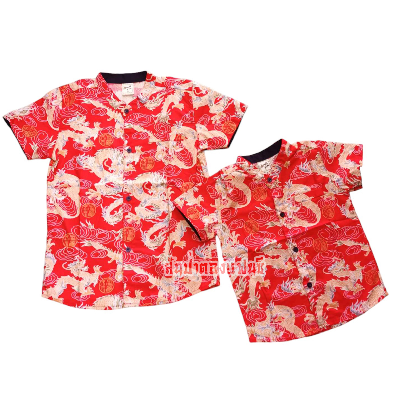 เสื้อเชิ้ตตรุษจีนเด็กผู้ชาย เสื้อเชิ้ตสีแดงลายมังกรสำหรับเด็ก