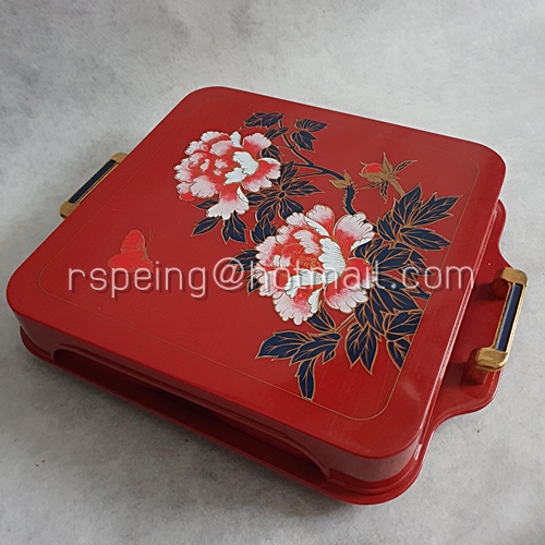 กล่องข้าวญี่ปุ่น โรบินสัน Robinson Bento Box สีแดงลายดอกไม้