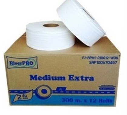 กระดาษชำระม้วนใหญ่ RiverPro JRT Medium 2 ชั้น 300 เมตร (ปรุ)