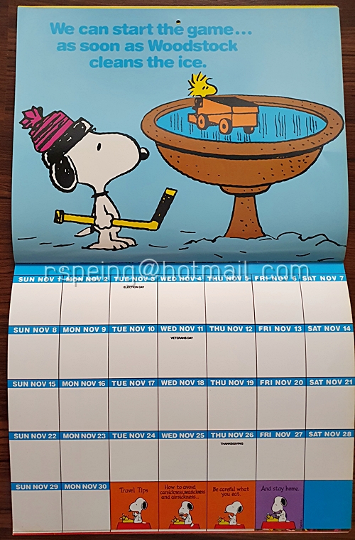 ปฏิทินแขวน Snoopy 1987 (2530) Month by Month