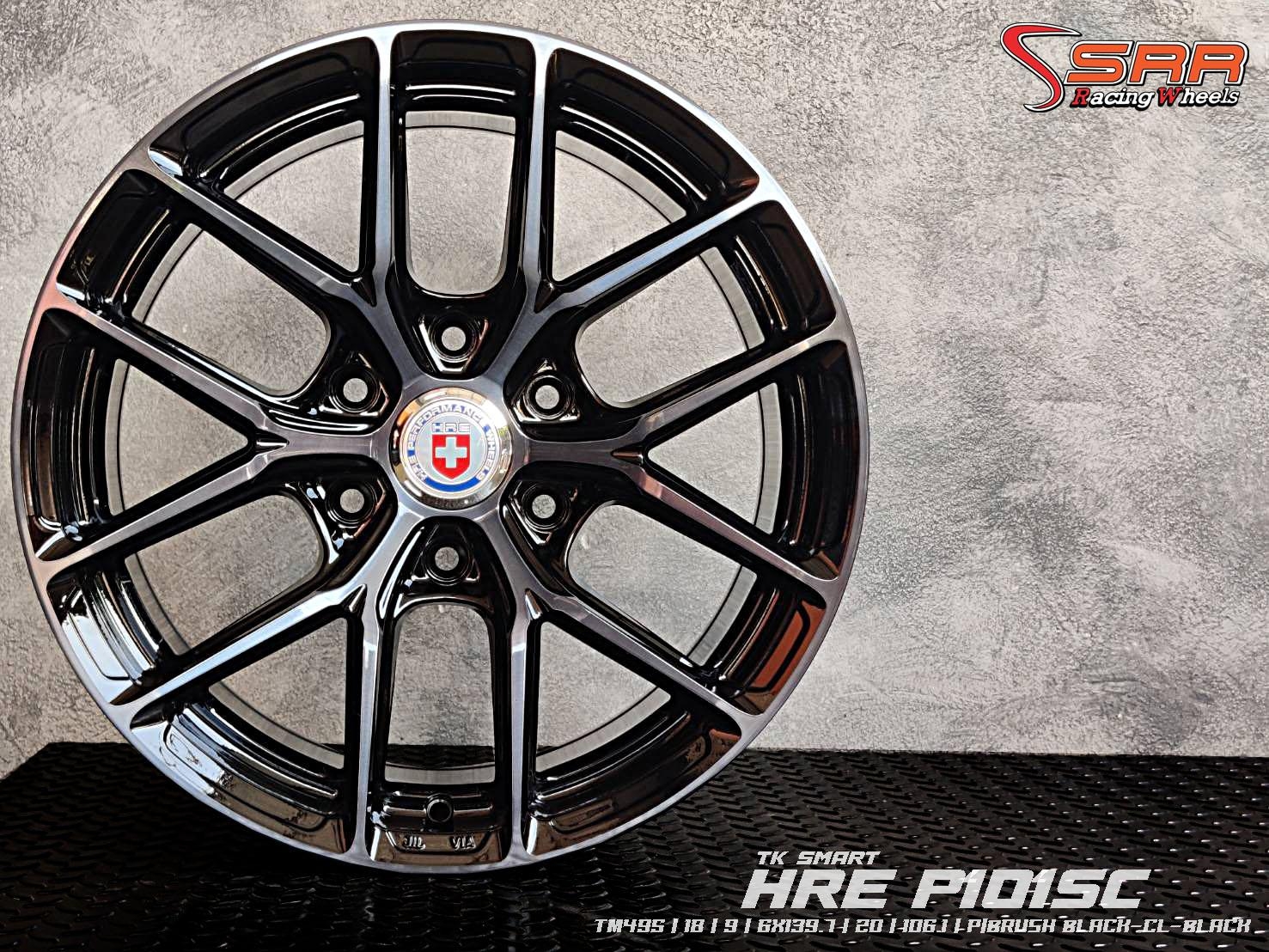 TK SMART : TM495 18X9 6X139.7 20 106.1 P/BRUSH BLACK-CL-BLACK (หน้าชาร่องดำ)