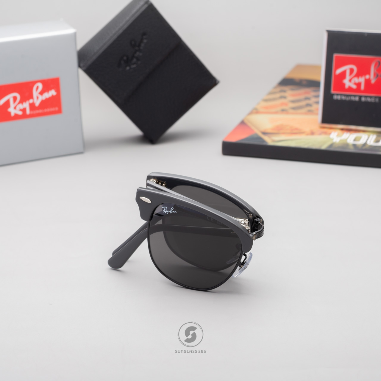RayBan RB2176 1367B1 Clubmaster Folding Grey on Black