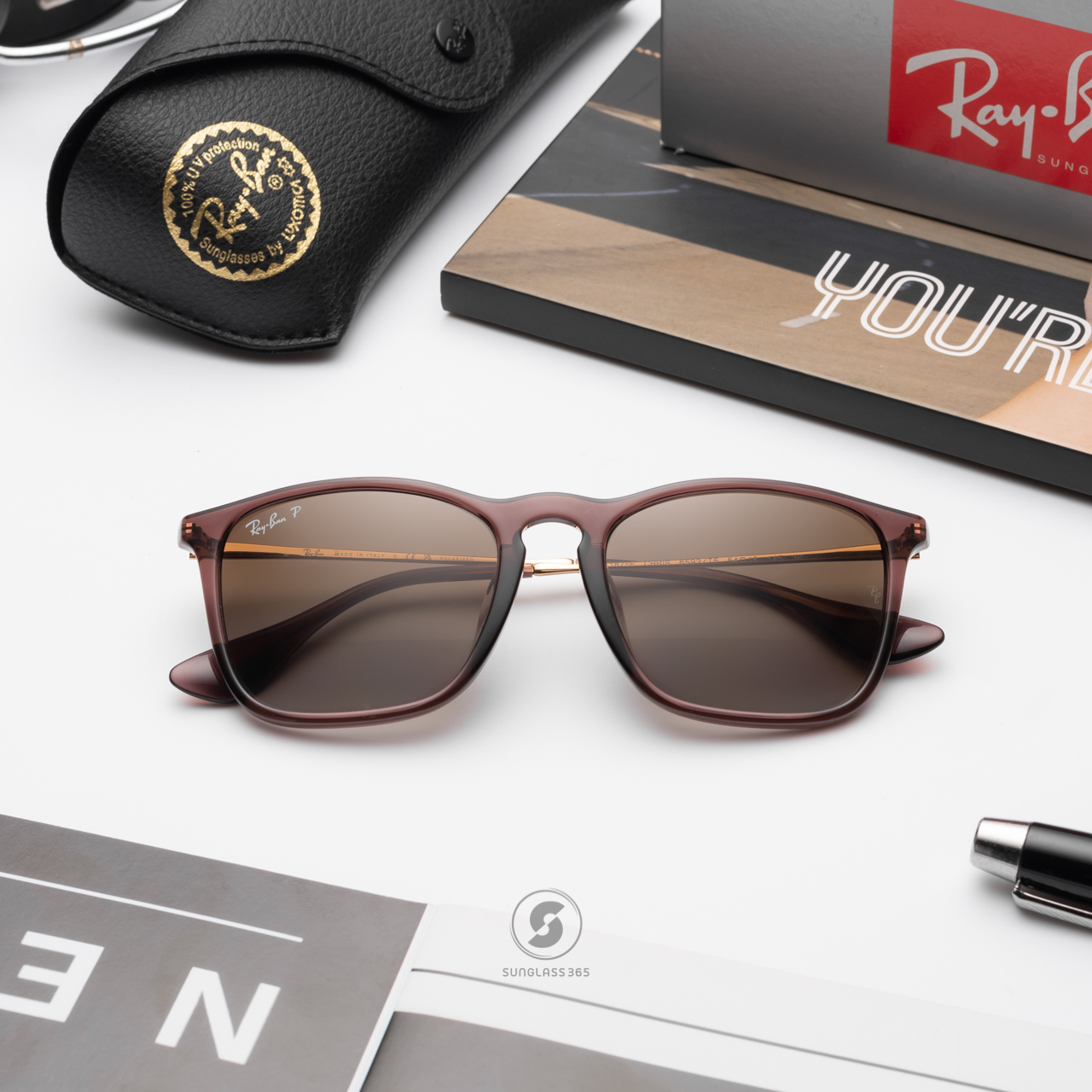 Ray Ban Chris RB4187F 6593T5 Transparent Brown Polarized
