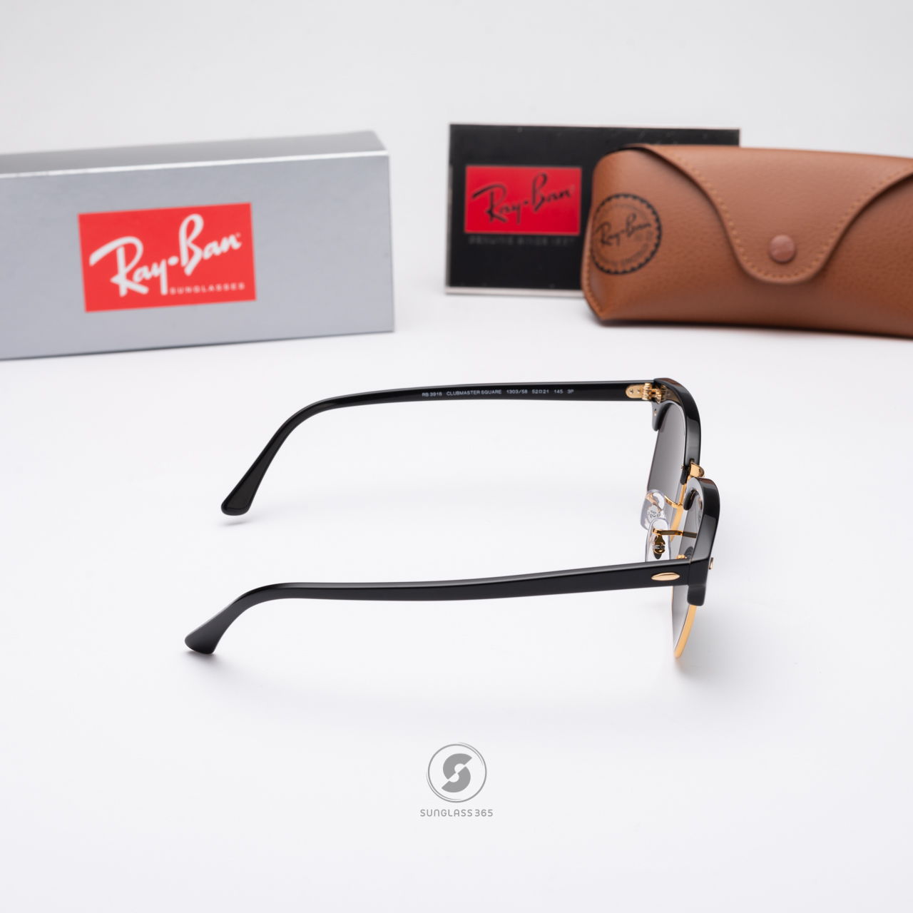 Ray Ban Clubmaster Square RB3916 1303/58 Black Polarized