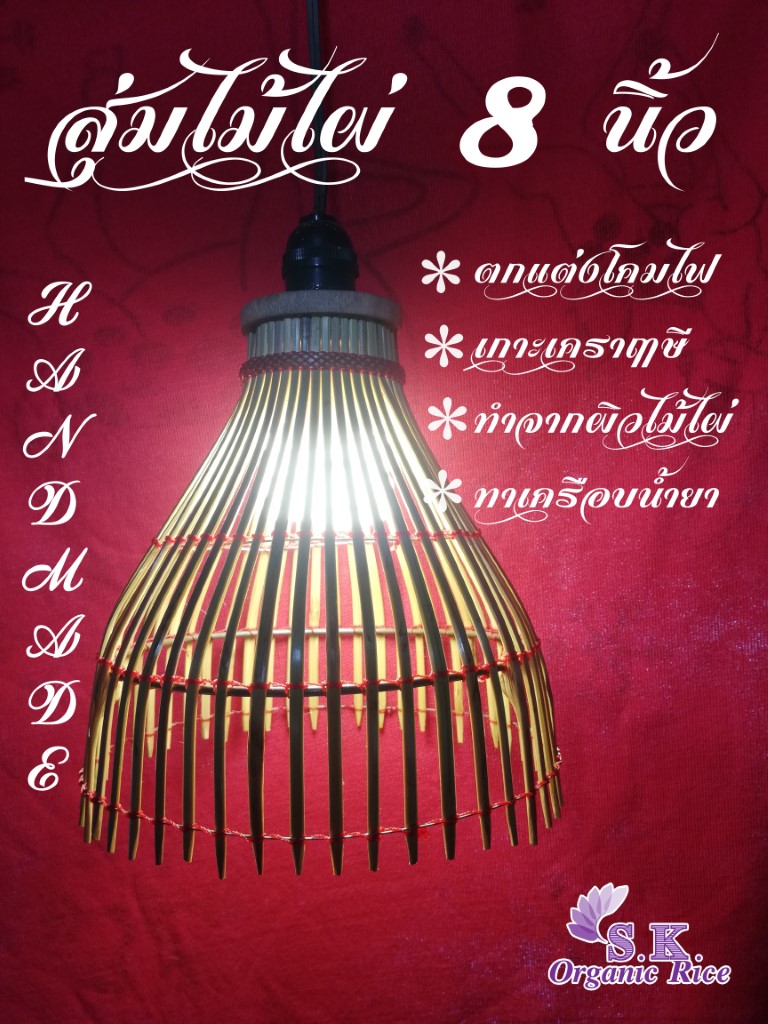 สุ่มโคมไฟ 8 นิ้ว สุ่มโคมไฟเคลือบเงาแล้ว ทรงสุ่มปลา