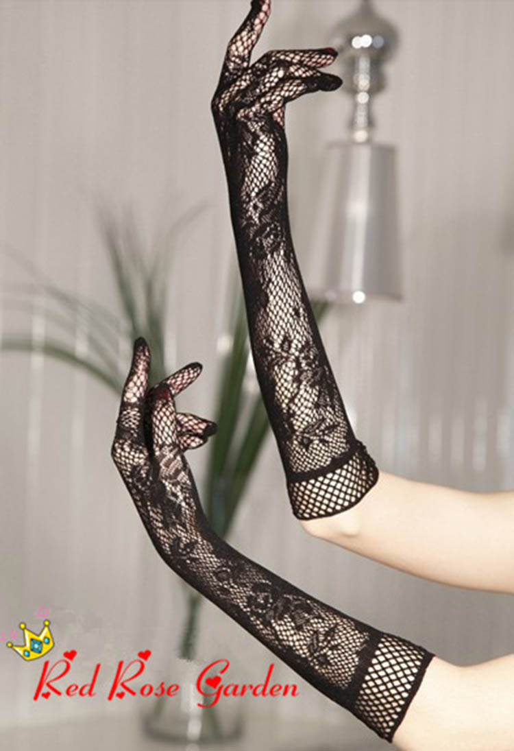 ถุงมือผ้าลูกไม้ ถุงมือตาข่าย สำหรับแต่งเข้าชุด