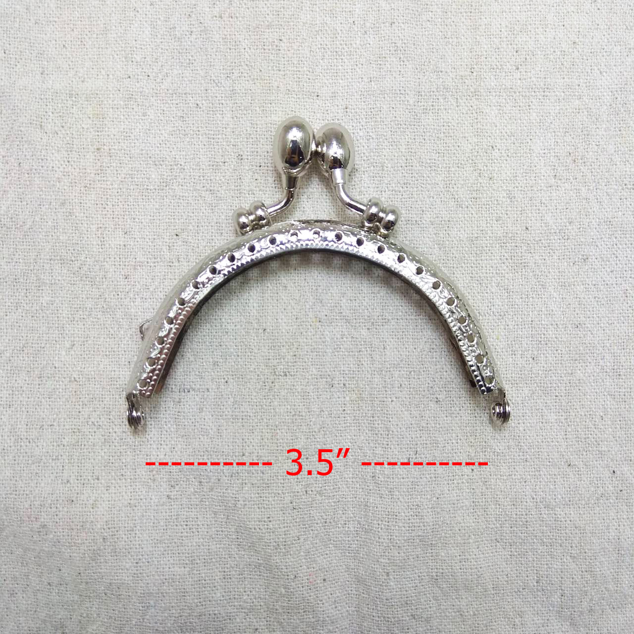 ปากกระเป๋าปิ๊กแป๊กแบบเย็บ ทรงโค้ง 3.5นิ้ว เงิน