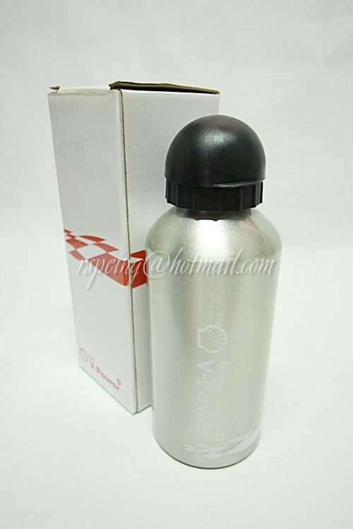 กระบอกน้ำอลูมิเนียม Shell V-Power สีเงิน