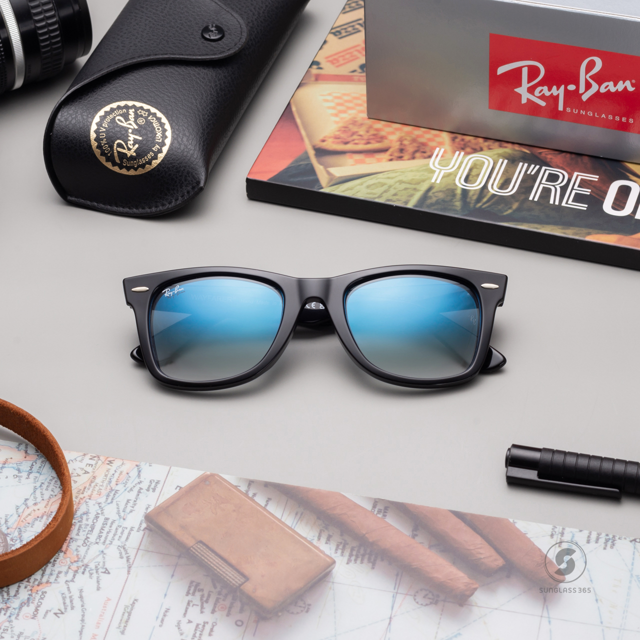 Ray Ban Wayfarer RB2140F 901/3F Black Blue