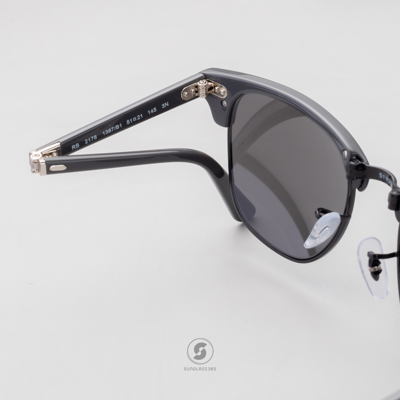 RayBan RB2176 1367B1 Clubmaster Folding Grey on Black