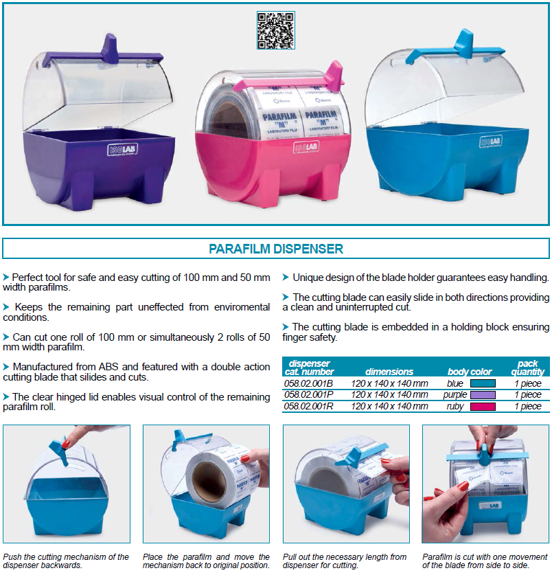กล่องเก็บพาราฟิลม์ PARAFILM DISPENSER - ISOLAB
