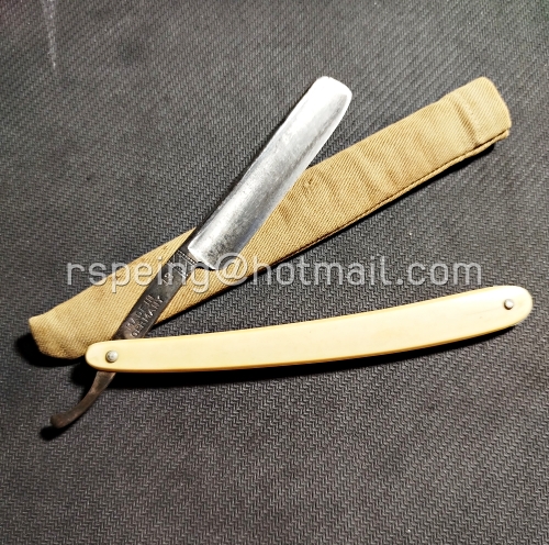 มีดโกนสะบัดหนัง Carl Schlieper "Eye Brand" Solingen #13 วินเทจแท้ พร้อมปลอกผ้าเดิม