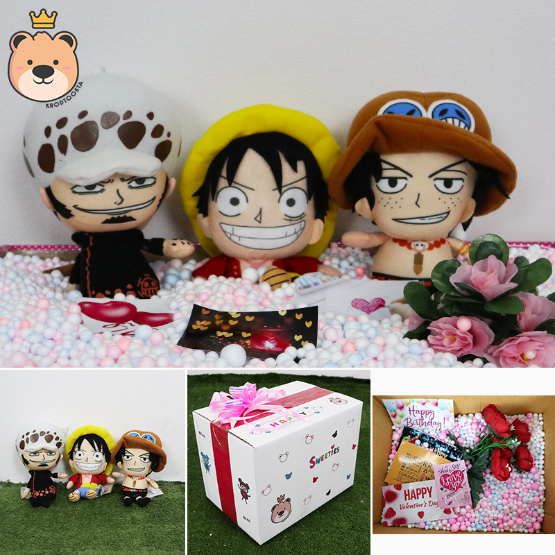 กล่อง เซอร์ไพรส์ เม็ดโฟม ลูฟี่,ลอว์,เอส Size 8นิ้ว ฝาชน ลิขสิทธิ์แท้100%