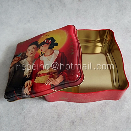 กล่องขนมไหว้พระจันทร์ ลายหญิงจีนชมนก มังกรทองภัตตาคาร