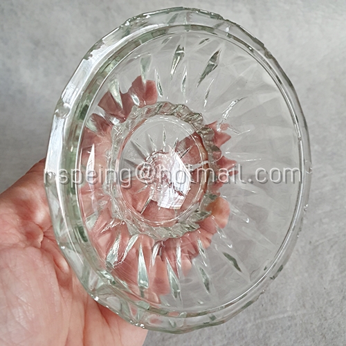ชามแก้วใสและฝาปิดวินเทจ ลายเพชร อย่างหนา ชุดที่ 2