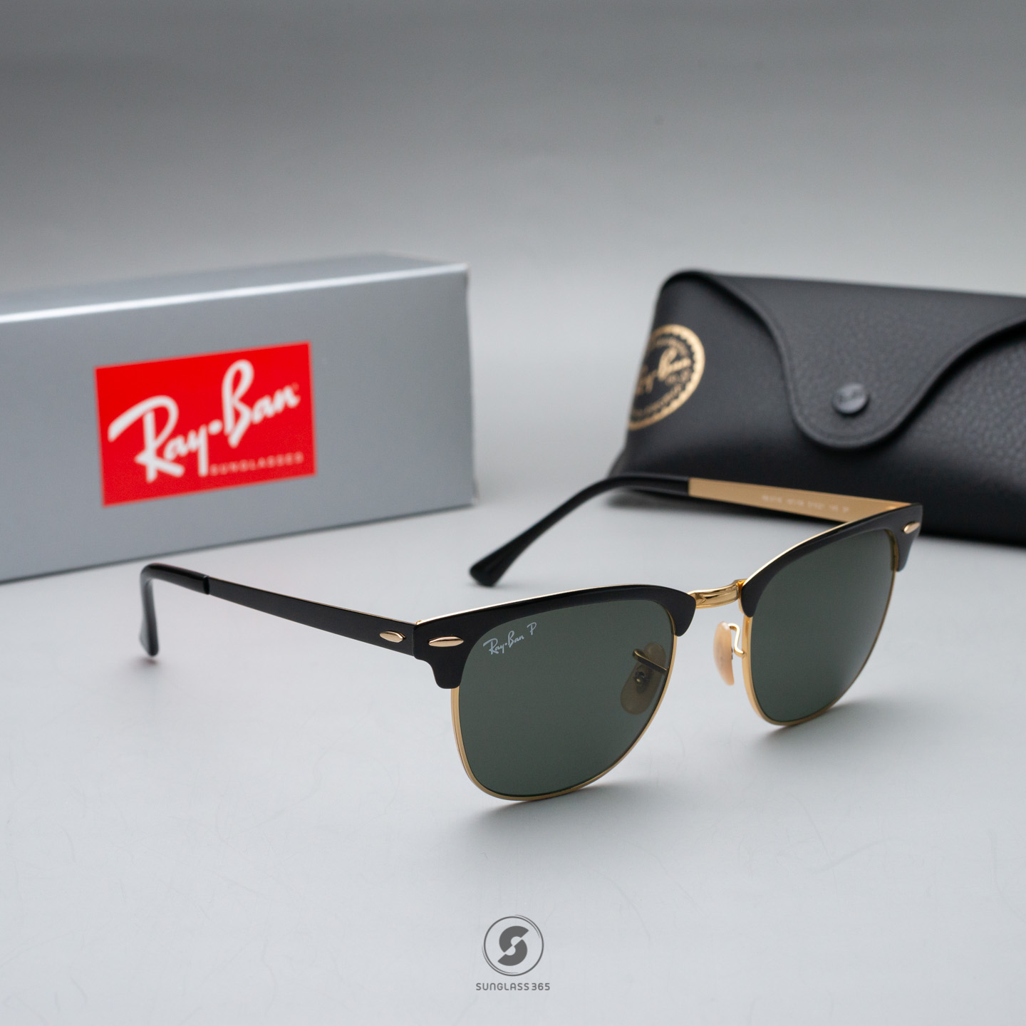 Ray-Ban RB3716 187/58 Clubmaster Metal Gold top black Polarized