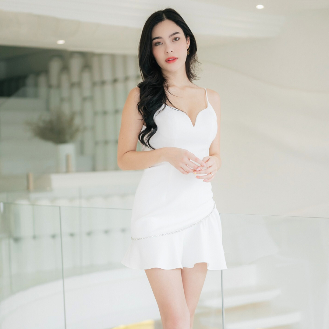 Lism D-066 Side Ruffle Spaghetti Strap Dress ชุดเดรสสายเดี่ยว