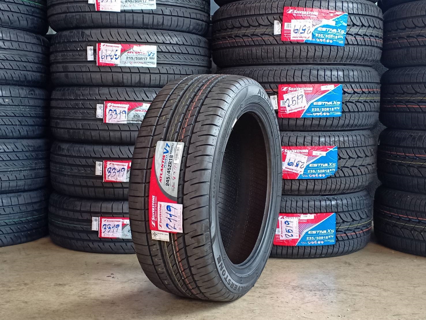 ยางใหม่ SILVERSTONE V7 245/45-18 ปี19 ราคาพิเศษ