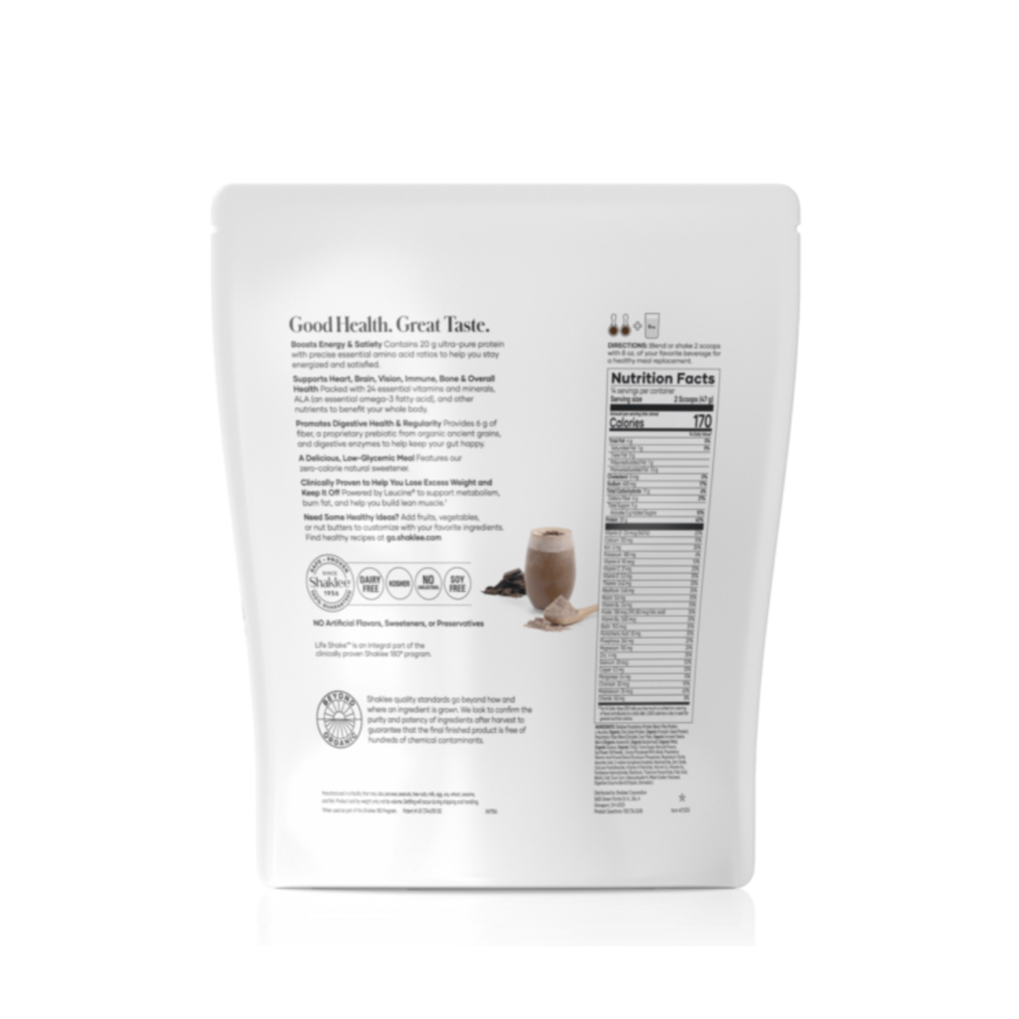 (พรีออเดอร์) โปรตีนสกัดจากพืช ไม่มีถั่วเหลือง กลิ่นช็อกโกแลต (Shaklee Life Shake Plant Protien) ขนาด 1 ปอนด์