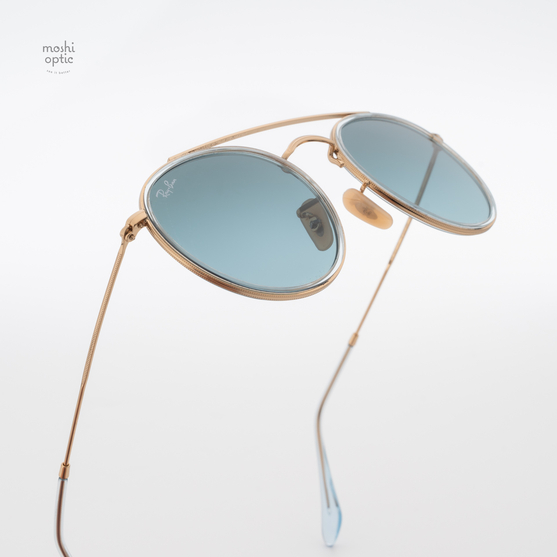 Ray-Ban RB3647N 91233M Round Double Bridge Polished Arista Gold