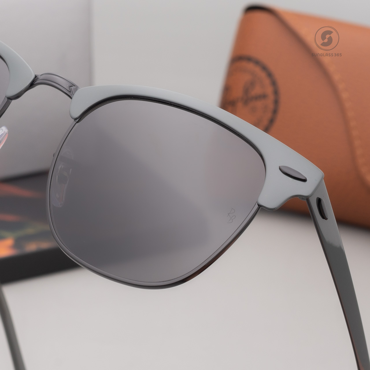 Ray-Ban RB3716 9256B1 Clubmaster Metal Grey on Black