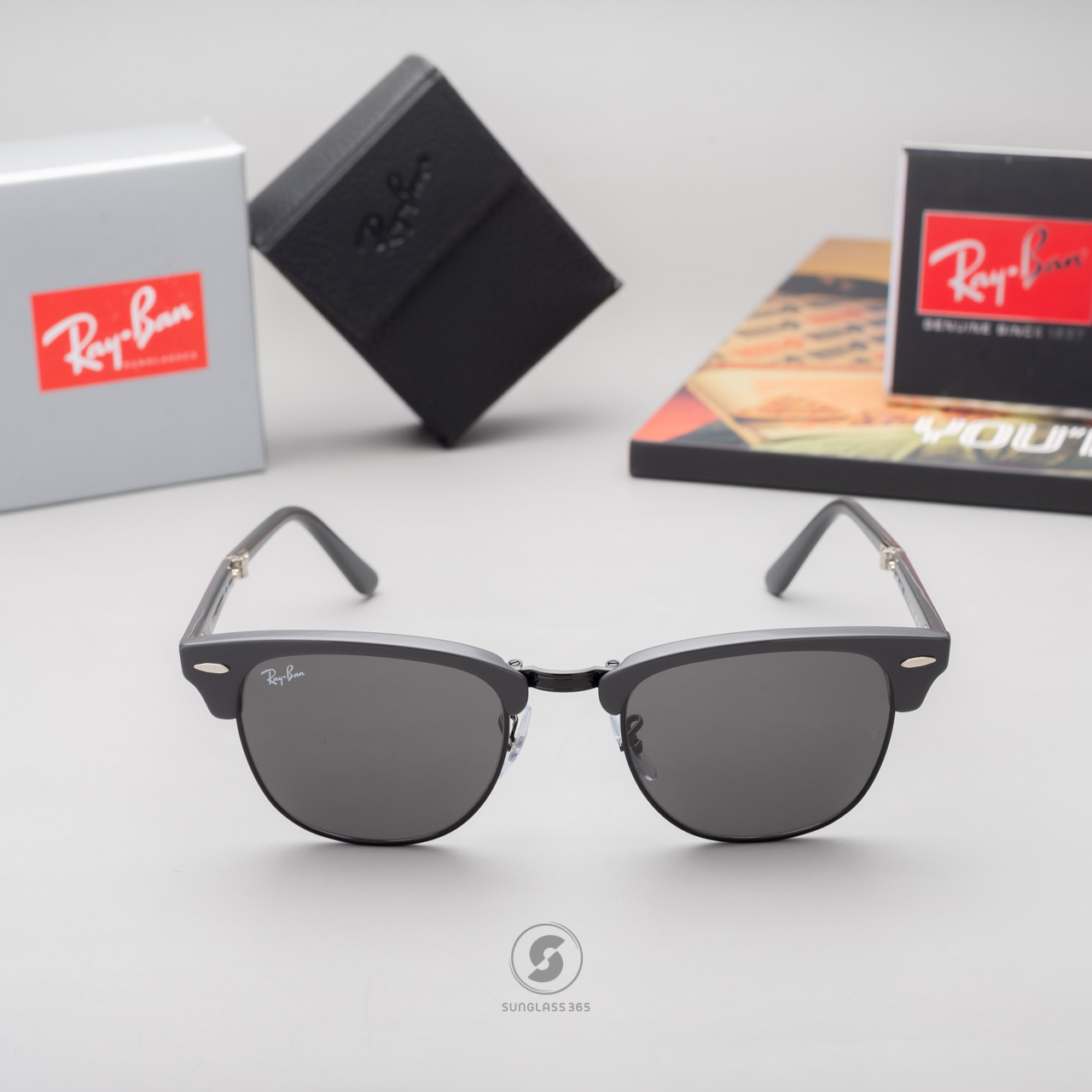 RayBan RB2176 1367B1 Clubmaster Folding Grey on Black