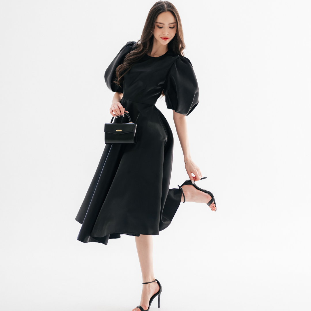 Lism D-111 The Duchess Flair Dress เดรสแขนพองทรงเจ้าหญิง