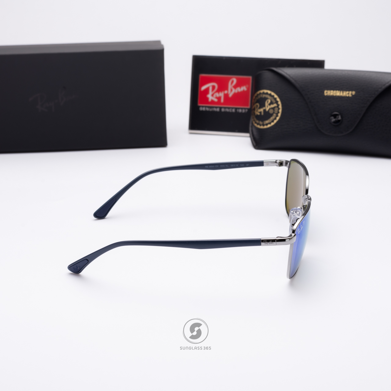 Ray Ban RB3684CH 004/4L Gunmetal Grey Blue Chromance Polarized