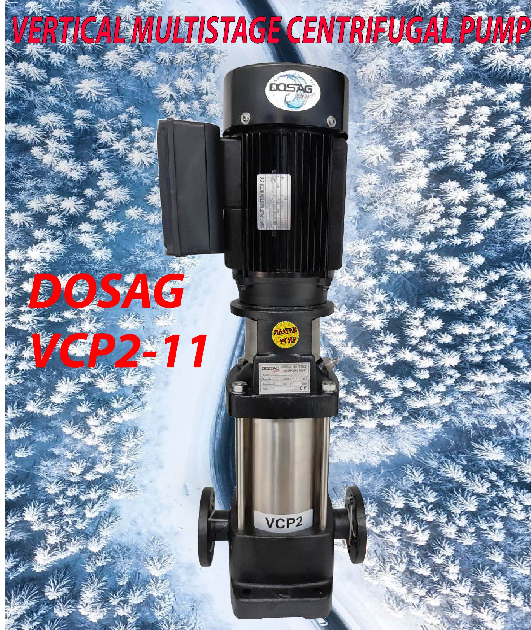 ปั๊มอัดเมมเบรน RO แนวตั้งยี่ห้อ DOSAG ขนาด 3 แรงม้า (3 HP) มอเตอร์ 2.2 kW มี 22 ใบพัด (24Q)