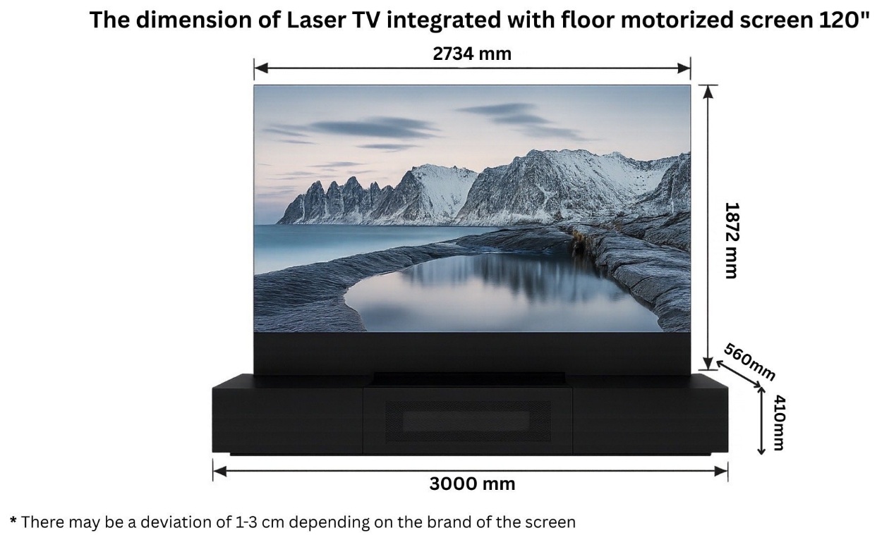 Envisions Motorized Laser TV Cabinet for 120” เป็นตู้ทีวีมอเตอร์ไฟฟ้า ดีไซน์หรู สำหรับ Laser TV ขนาด 120 นิ้ว มาพร้อมระบบเปิด-ปิดอัตโนมัติ เก็บและปกป้องจออย่างปลอดภัย เหมาะสำหรับบ้านและโฮมเธียเตอร์
