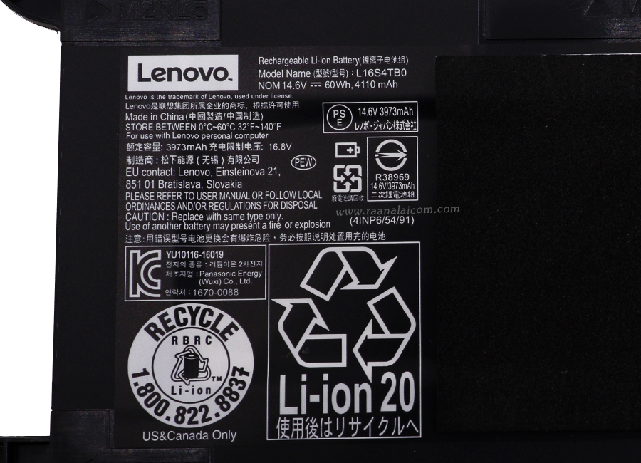 แบตเตอรี่ Lenovo L16S4TB0 14.6V 60Whr Original ราคา พิเศษ Battery Lenovo LEGION Y720-15IKB-80VR0024RA, -80VR00DPAK, -80VR00M2RU ตรงรุ่น