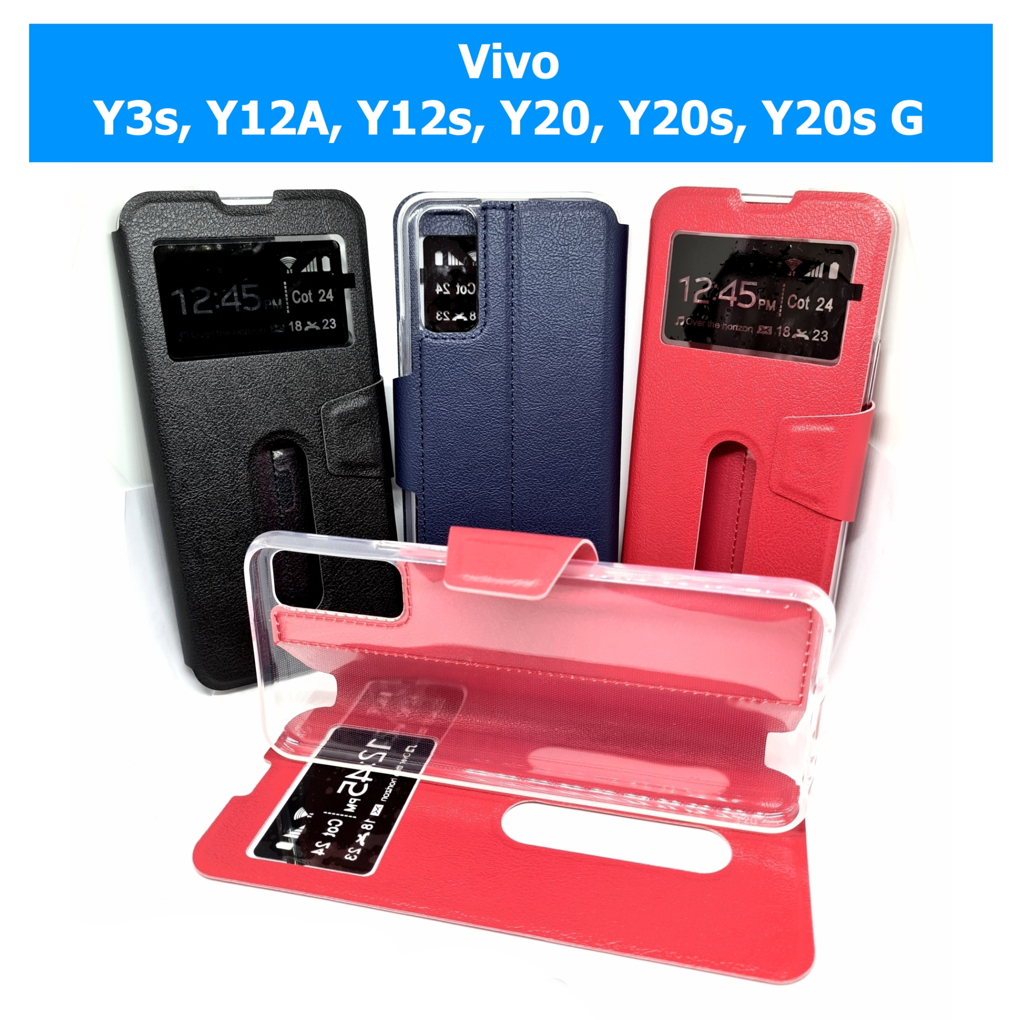 เคสฝาพับวีโว่ Vivo Y3s, Y12A, Y12s, Y20, Y20s, Y20s G โชว์เบอร์ ตั้งได้