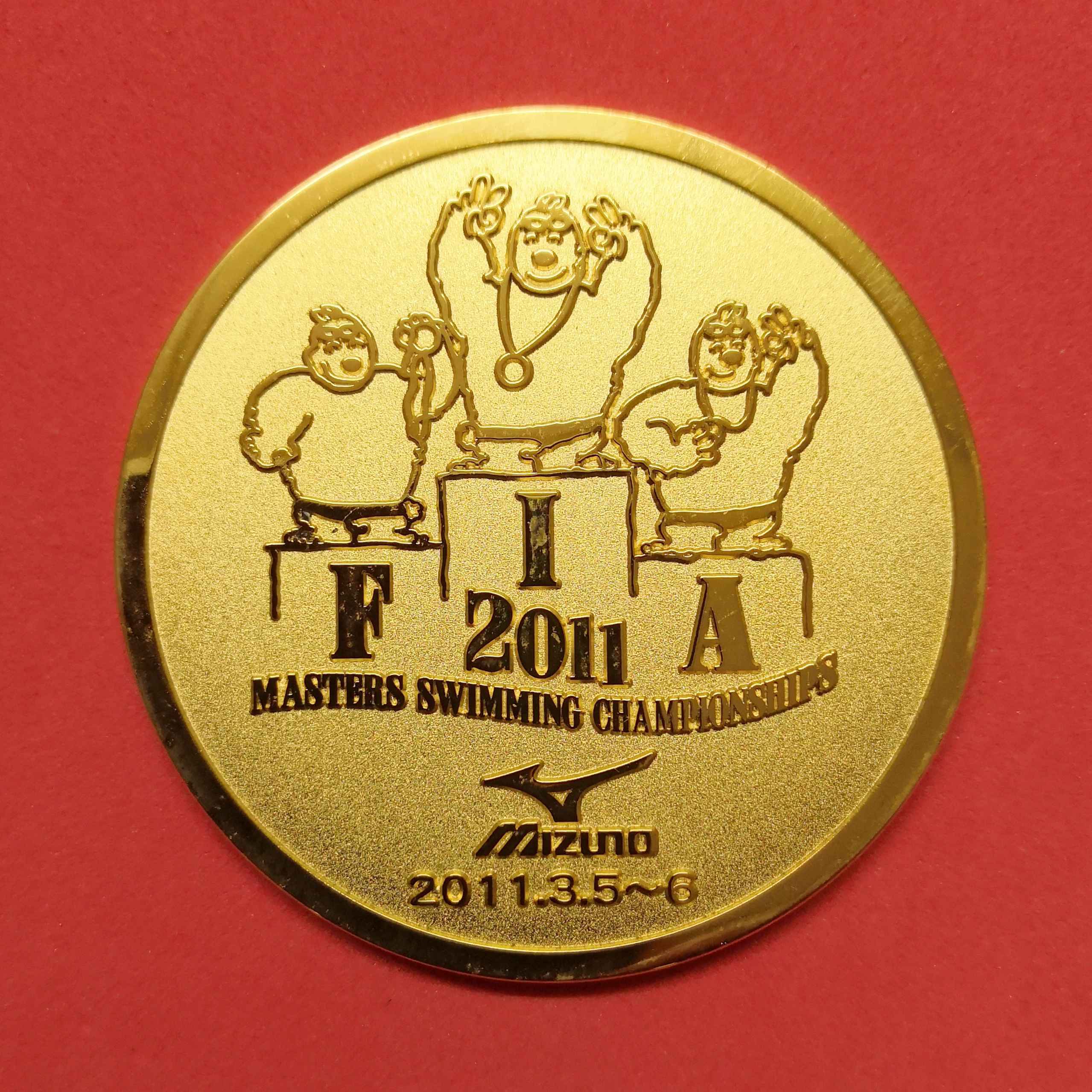 เหรียญที่ระลึก การแข่งขันกีฬาว่ายน้ำ Masters Swimming Championships 2011 เนื้อโลหะ ขนาด 4.9 เซน