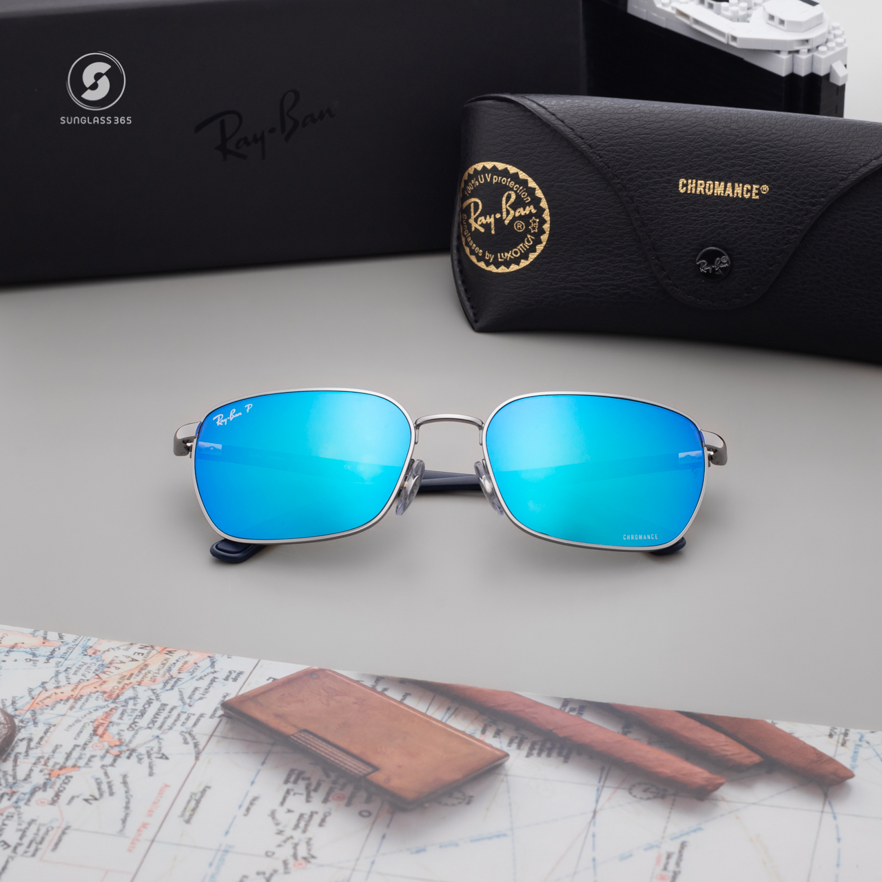 Ray Ban RB3684CH 004/4L Gunmetal Grey Blue Chromance Polarized
